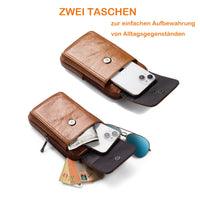 1 x RAW Customer Returns HUAZHIMAO Genuine Leather Cell Phone Belt Bag Men, Cell Phone Waist Bag for iPhone Series, Cell Phone Bags Samsung Galaxy Ultra Series, with Belt Loop and Belt Clip Brown  - RRP €26.1