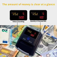 1 x RAW Customer Returns Bisofice Counterfeit Money Detector, Portable Money Counter, Automatic Identification of USD Euro by UV MG IR Picture Paper Quality Size Thickness, Suitable for Small Shops - RRP €69.99