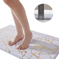 1 x RAW Customer Returns QJHOMO bath mat non-slip washable bath rug, white bathroom carpet, gold decorative carpet luxury bathroom accessories, soft microfiber absorbent bath carpet for bathroom bathtub, 50 x 80 cm - RRP €24.19