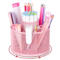 1 x RAW Customer Returns POPRUN children s pencil holder, desk organizer, rotating pencil case made of metal wire suitable for school and office - pink - RRP €20.92