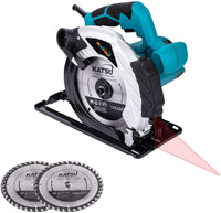 1 x RAW Customer Returns KATSU circular saw 185mm 1600W with laser and 2 saw blades 24T 40T, max. cutting depth 65mm 90 , 45mm 45 hand-held circular saw for woodworking, cutting wood, metal and plastic - RRP €60.0