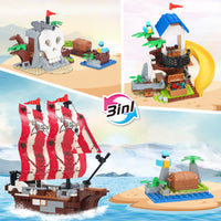 1 x RAW Customer Returns Creator 3in1 Pirate Construction Toys, Pirate Ship, Pirate Tree House, Skull Island, Creative Toys for Kids Ages 6 and Up, Gift for Boys and Girls, 260 Pieces - RRP €27.53