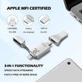 1 x RAW Customer Returns MFi 128GB USB Stick For iPhone 15 14 13 12 11, iPhone External Memory, iPhone Lightning USB Flash Drive, iPhone USB Memory Stick For iPhone iPad Android PC Mac - RRP €49.99