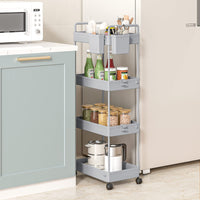 1 x RAW Customer Returns SOLEJAZZ 4-Tier Storage Cart Sliding Removable Cart Storage Cart Mobile Shelf for Kitchen, Bathroom, Laundry, Bedroom, Narrow Spaces, Plastic, Gray - RRP €27.31