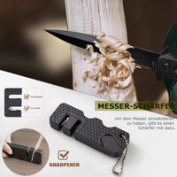 1 x RAW Customer Returns Folding knife pocket knife with belt bag knife sharpener, sharp one-hand knife with belt clip, outdoor black knife for camping, fishing 007FB-2  - RRP €18.14