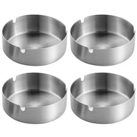 19 x Brand New DUOUPA Set of 4 Stainless Steel Ashtrays, 10cm Diameter Windproof Ashtray for Modern Tabletop with Base for Indoor Outdoor Home Office - RRP €284.81