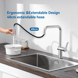 1 x RAW Customer Returns Auralum kitchen faucet with extendable shower, faucet with 2 water jet types, high pressure mixer tap and sink faucet for kitchen, 360 rotatable, food grade PEX water hose - RRP €76.99