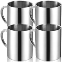 1 x RAW Customer Returns Tebery 4 pieces 300 ml stainless steel coffee mug, coffee cup, double-walled insulated cup, thermal mug set, silver - RRP €20.14