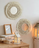 2 x Brand New Nice Dream Set of 2 Handmade Macrame Wall Mirrors for Hanging, Wall Decoration Mirror with Round Fringes for Apartment, Living Room, Bedroom - RRP €39.52