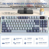 1 x RAW Customer Returns RK86 Pro Mechanical Keyboard, 2.4G Wireless BT5.0 USB-C Wired Gaming Keyboard, 75 Layout TKL 87 Keys with 1.2 TFT HD Color Display and CNC Knob, QWERTY RGB Backlit TTC Hot-Swap Linear Switch - Blue - RRP €84.99