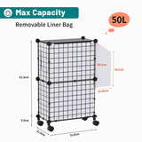 1 x RAW Customer Returns Snughome Slim Laundry Basket, Rolling Laundry Basket on Wheels, Dirty Laundry Hamper with Removable Inner Bag and Side Pocket, Slim Corner Clothes Bin, 50L - RRP €20.16