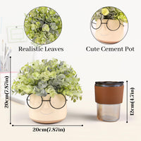 2 x Brand New Artificial Potted Plants, DIY Artificial Plants, Small Indoor Plants in Artificial Pot with Modern White for Home Decoration, Office, Room, Window, Shelf, Desk, Decoration - RRP €40.8