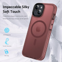 1 x Brand New DASFOND case for iPhone 15, Compatible with MagSafe Magnetic mobile phone case, transparent matte back, thin shockproof stripe protective case, dark red - RRP €28.35