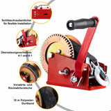 1 x RAW Customer Returns Pindex hand winch with 10m webbing 1600kg 3500LS, cable winch with brake for workshop garage trailer, boat winch for boat, red - RRP €67.99