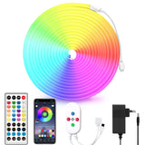 1 x RAW Customer Returns segrass Neon LED strip 5m, with remote control, APP control, IP65 waterproof flexible neon RGB strip, 24V LED band neon rope lamp, applicable to bedroom, room and outdoor decoration - RRP €22.04