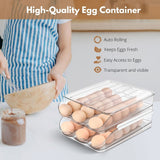 2 x Brand New Flexzion Covered 24 Egg Holder - Plastic Egg Tray Container Box Carton Box Carrier Stackable Storage Organizer Storage Holder with Clear Lid Large for Refrigerator Home - RRP €40.8