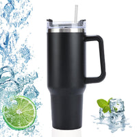 1 x RAW Customer Returns Double-walled stainless steel thermal mug with straw, vacuum insulated mug, stainless steel coffee mug with lid, coffee cup for hot and cold drinks, travel mug thermal mug coffee for car - RRP €20.16