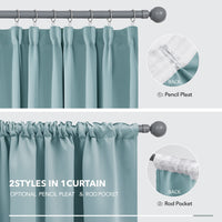 1 x RAW Customer Returns Deconovo curtain blackout ruffle tape curtains living room thermal curtain ruffle tape, 229x168cm height x width , sky blue, set of 2 - RRP €47.39