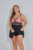 1 x RAW Customer Returns Hanna Nikole Women s Plus Size A-Line Two Piece Swimsuit Red Flower 56 - RRP €45.99