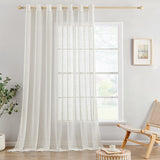 1 x RAW Customer Returns MIULEE Cross Linen Curtains Pure Color Translucent Bedroom Curtains Modern Transparent Decoration for Window Living Room Bedroom Dining Room Kitchen Living Room 1 Sheets 300x225cm Cream - RRP €35.69