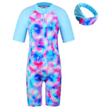 1 x RAW Customer Returns ZNYUNE Girl Swimsuit 1 Piece Beachwear Long Sleeves, 428-T Blue, 10-11 years - RRP €24.0