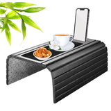 1 x RAW Customer Returns GDWD sofa tray non-slip - armrest Couch tray flexible as a sofa butler Sofa tray armrest as sofa storage Armrest Tray Black Mobile Phone Slot  - RRP €31.89