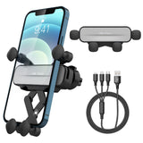 2 x RAW Customer Returns Ossky Mobile Phone Holder for Car, 360 Rotating Mount, Equipped with 3 in 1 Charging Cable, Compatible with iPhone, Samsung, Huawei, Xiaomi, Silver - RRP €21.6