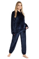 1 x RAW Customer Returns CityComfort Women s Long Fluffy Warm Winter Fleece Pajamas Women s Leisure Suit Cozy XL, Navy Blue  - RRP €31.99