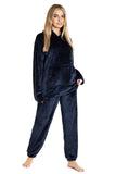 1 x RAW Customer Returns CityComfort Women s Long Fluffy Warm Winter Fleece Pajamas Women s Leisure Suit Cozy XL, Navy Blue  - RRP €31.99