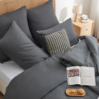 1 x RAW Customer Returns WAVVE bed linen 135x200 4-piece anthracite - duvet covers 135 x 200 set of 2 with pillowcases 80x80 cm, bed linen sets 135x200cm made of microfiber with zipper soft, gray - RRP €32.99