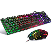 4 x RAW Customer Returns BAKTH Gaming Keyboard and Mouse Set, LED Backlight QWERTZ DE Layout, Rainbow Colors Illuminated USB Waterproof with 2400 DPI for Pro PC Gamers - RRP €133.04