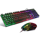 1 x RAW Customer Returns BAKTH Gaming Keyboard and Mouse Set, LED Backlight QWERTZ DE Layout, Rainbow Colors Illuminated USB Waterproof with 2400 DPI for Pro PC Gamer - RRP €33.26