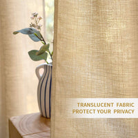 1 x RAW Customer Returns MIULEE Set of 2 Voile Curtains Sheer Linen Curtain with Eyelets Transparent Irregular Texture Curtain Eyelet Curtain Window Curtain Translucent for Bedroom 225 x 140cm H x W Golden Brown - RRP €34.69