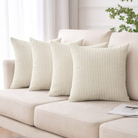 1 x RAW Customer Returns MIULEE Set of 4 Cushion Covers Corduroy Cushion Cover Decorative Pillowcase Sofa Cushion Couch Cushion Throw Pillow Decorative Pillowcase Decorative Cushion Cover with Hidden Zipper 40x40cm 16x16in Cream - RRP €24.49