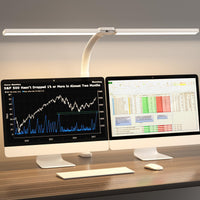 1 x RAW Customer Returns SKYLEO LED desk lamp Desk lamp with double head 24W eye-friendly office lamp touch control 5 color modes x 11 brightness levels 2400lm timer - memory function white - RRP €49.99