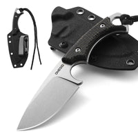 1 x RAW Customer Returns Omesio outdoor knife small 8Cr13MoV steel full tang survival knife with Kydex sheath and belt clip, 17.8 cm belt knife fixed blade with Micarta handle, ideal for EDC, hiking, gift - RRP €40.33