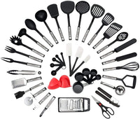 1 x RAW Customer Returns NEXGADGET kitchen utensil set, 42 pieces kitchen accessories cookware made of stainless steel nylon, kitchen utensils including spoons, turners, tongs, whisks, can openers, peelers, scrapers, measuring cups etc. - RRP €43.36