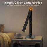 1 x RAW Customer Returns Desk lamp LED dimmable with charging function clock - table lamp night light with 10W wireless charger, USB charging port, foldable desk lamp, touch 5-level dimmable lighting, 3 modes - RRP €37.99