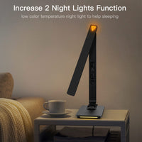 1 x RAW Customer Returns Desk lamp LED dimmable with charging function clock - table lamp night light with 10W wireless charger, USB charging port, foldable desk lamp, touch 5-level dimmable lighting, 3 modes - RRP €39.34