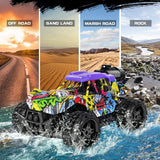 1 x RAW Customer Returns VATOS Remote Control Car - 1 16 Graffiti RC Car Monster Truck with LED Light Spray Offroad RC Vehicles Car Gift Toy for Children Boys Girls 3-7 Years - RRP €18.99