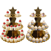 14 x Brand New 2 Pack Cupcake Stand for 12 Cupcakes 3-Tier Star Top- Cardboard Cake Stand, Perfect for Wedding, Birthday Party, Baby Shower and Graduation - RRP €268.8