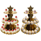 14 x Brand New 2 Pack Cupcake Stand for 12 Cupcakes 3-Tier Star Top- Cardboard Cake Stand, Perfect for Wedding, Birthday Party, Baby Shower and Graduation - RRP €268.8