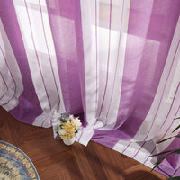 1 x RAW Customer Returns MIULEE Curtains Striped Transparent with Eyelets Voile Curtains Living Room Modern Set of 2 Bedroom Curtain Transparent with Purple White Striped Pattern Curtain Semi-Transparent Stripes 140 x 225 cm - RRP €26.21