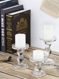 1 x RAW Customer Returns Lewondr Glass Candle Holder, 3 Pieces Crystal Clear Candlestick in Different Sizes, Elegant Table Decoration Tealight Holder for Romantic Dinner Wedding Christmas Birthday - Clear - RRP €29.44