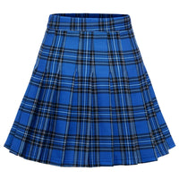 1 x RAW Customer Returns Dressystar Women s Checked Pleated Skirt Schoolgirl Basic Checked Tartan Mini Pleated Skirt Royal Blue Plaid S - RRP €21.91