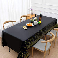 9 x Brand New YXHZVON 2 Pieces Disposable Plastic Tablecloth, Black and Gold Polka Dot Rectangular Tablecloths and Triangle Flag for Wedding Christmas Birthday Picnic 137 x 274 cm  - RRP €108.09