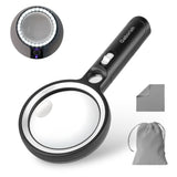 1 x RAW Customer Returns Magnifying Glass with Light, GABORISH10X 20X 45X Handheld Illuminated Magnifier with 30 LED Lights and UV Light, Light Magnifier for Reading, Inspection, Coins, Jewelry, Exploration - RRP €23.99