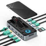 1 x RAW Customer Returns GiGimundo 10 in 1 USB C Docking Station with M.2 SSD Enclosure, USB C Hub PD100W Powered, USB C 10Gbps, HDMI 4K 60Hz, USB 3.2 Gen2-A, 2 USB3.0, 1000M Ethernet, SD TF3.0, Dock for Windows Mac OS - RRP €79.99