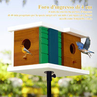 6 x Brand New Wooden Bird House with 2 Holes - Ideal for Great Tits and Wild Garden Birds - Outdoor Hanging Wild Bird House - RRP €135.66