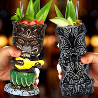 1 x RAW Customer Returns Tiki Mugs, 4 Pack Tiki Glasses for Cocktails Large Tropical Ceramic Mugs Hawaii Tiki Party Creative Cocktail Glass Bar Drinkware Premium Tropical Exotic Barware - RRP €55.93